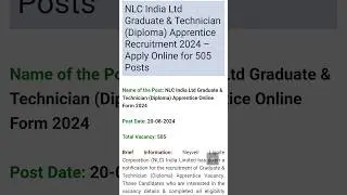 NLC India Ltd Graduate & Technician (Diploma) Apprentice Recruitment 2024