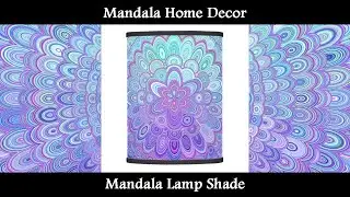 Mandala Flower in Light Blue and Purple Lamp Shade by David Zydd