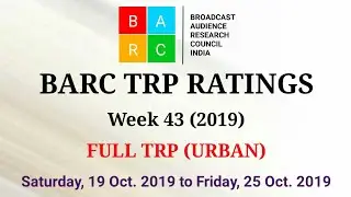 BARC TRP Ratings Week 43 (2019) : Full TRP Report (Urban)