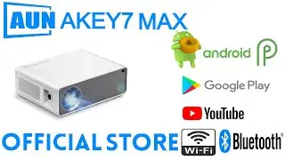 AUN AKEY7 MAX Full HD Android 9.0 Smart Projector Built in Apps WiFi Bluetooth AUN Official Store