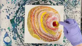 Open cup acrylic pour with warm colors and spinning!