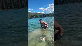 Swimming experience in Two Jack lake freezing water #nature #saskatoon #lakelouise #twojacklake 🇨🇦