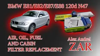 BMW 120d E87 diesel N47 oil filter fuel filter cabin filter air filter change