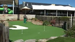 Is this the world's longest 2 ball trick shot made on a Mini Golf Creations course?
