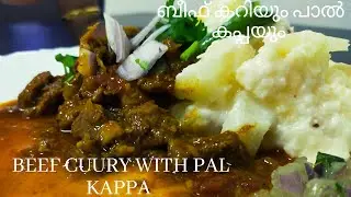 Easy Beef & Pal Kappa|പാൽ കപ്പയുo ബീഫ് കറിയുo|Tapioca in coconut Milk with Beef