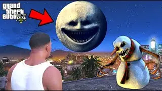 The Moon Wakes up And Evil Snowman in GTA 5 | SHINCHAN and CHOP
