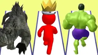 KAIJU RUN vs COLOR RUN STICKMAN 3D vs MUSCLE RUSH - Triple Game