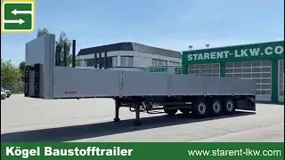 verkauft - Kögel Baustofftrailer 1m Bordwände Verbreiterbar Liftachse, TR22065, www.starent-lkw.com