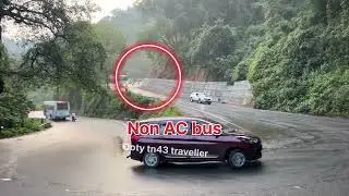 SETC AC Bus vs Non-AC Bus | Rainy Sharp U-turn Driving on Ghat Road | Tamil Nadu Transport Mass