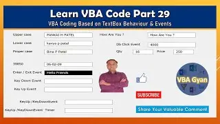 Learn VBA Code Part_29 || VBA Codding Based on Textbox Behaviour