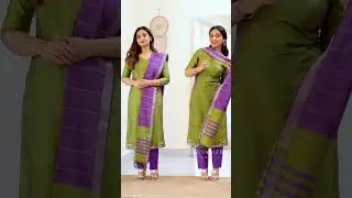 Olive Green &ndash; Purple Mangalagiri Semi-Silk Salwar