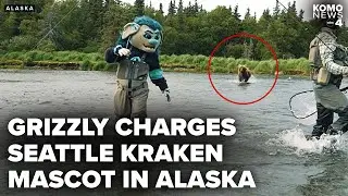 Seattle Kraken hockey player and mascot charged by grizzly bear during Alaska fishing trip