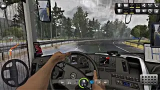 Bus Simulator : Ultimate | Smooth Raining 🌧️☔ Drive | Mercedes Benz Bus | Hunter Driving POV