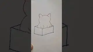 Glitterpen drawing/Easy catinbox drawing/beginners drawing/How to draw cat in box #jsarthub #shorts