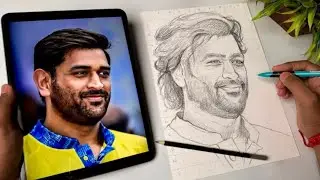 MS Dhoni Drawing Outline||MSD Drawing||Ms Dhoni Drawing Step by step #MSD #drawing