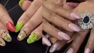 Pink Cat eye nails 