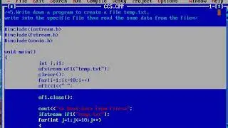 Write down a program to creat a file temp.tex,write into