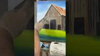 Putting boards on the barn #painting #shorts #timelapse #oilpainting #satisfying ￼