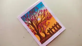 Sunset riverside landscape watercolor painting step by step | Sunset painting tutorial for beginners