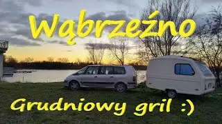 Grudniowy gril nad jeziorem z przyczepą kempingową n126 :)
