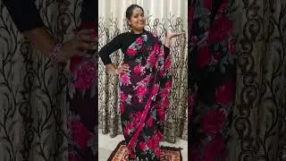Georgette floral print saree for dailywear #meesho #georgette #affordable #ranjna #budgetfriendly 😍😜