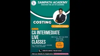 Announcement of CA coaching classes @ Sampath Academy for Nov-21 exams