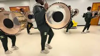 Southern University (SU) Human Jukebox marching out of BOTB rehearsal at PBLHS