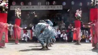 2010年の東京都奥多摩町大丹波、青木神社獅子舞350周年の三集落奉納舞