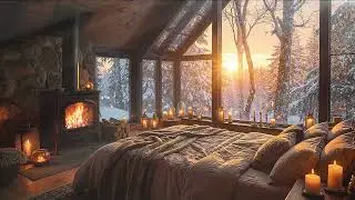 🎷 Golden Fireplace Jazz Ambience ❄️ Cozy Winter Cabin for Relaxation & Peaceful Nights