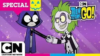 Teen Titans Go! | Crazy Halloween with Beetlejuice | Cartoon Network UK