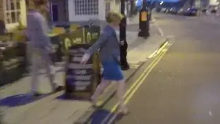 Stupid pedestrian almost hit by cyclist