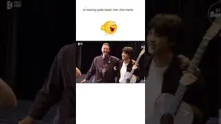 Jin learning guitar lesson from chris martin- how excited he is😍💜|bts&coldplay