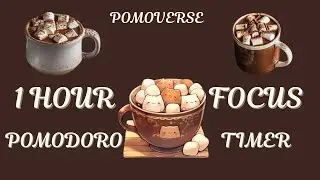 1-hour Hot Chocolate focus session ☕|25/5 Pomodoro timer| 2 cycles lofi music🤍🎧