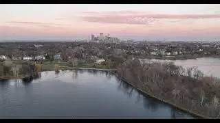 Downtown Minneapolis skyline from Lake of the Isles- Mavic 3