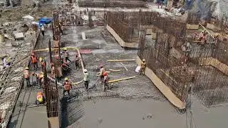 High rise Building Raft casting// 2000m3 // Raft top finishing
