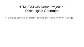 Disco Lights Effect using JavaScript | JS Demo Project 5 Prompt | Learn HTML, CSS, JS