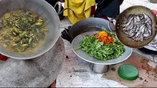 Choto Maas Diye Lau Shak Er Jhol Recipe | Village Cooking | #villagefood#cooking#food 