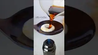 Milk + coffee Vs Hot Spoon #experiment #satisfying #shorts