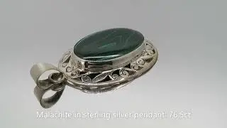 A1 Gem & Crystal - Hand Made Malachite Sterling Silver Pendant - Oval 76.5ct