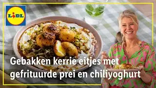 Gebakken kerrie eitjes met gefrituurde prei en chiliyoghurt | Vier de lente met Sandra Ysbrandy
