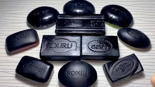 Cutting black painted very dry old soap ASMR! Guess the colour inside? 🖤 #soapcarving 