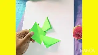 Green leaves with origami paper