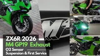 ZX6R 2026 First Service + M4 GP19 Slip-On Install | O2 Sensor Fix, Servo Delete & Weight Reduction