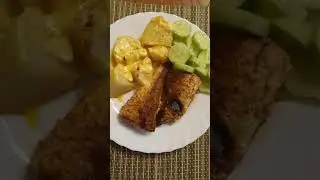 Fried fish with boiles potatoes, Hollandaise sauce & cucumber slices 😋