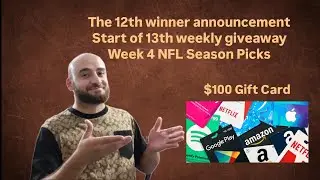 The Epic 12th Winner Reveal, Kickoff 13th Weekly Giveaway & Week 4 NFL Picks!