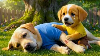 Baby Puppy Saving Injured His Dad with Courage and Love ❤️Becomes a Little Hero 🐶🦸‍♂️ Heartwarming