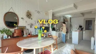 【40代Vlog】一人暮らしの休日ごはん｜りんごスイーツとチヂミ