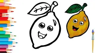 Lemon Drawing | How to Draw Cute Lemon Easy | Kids Colorful drawing