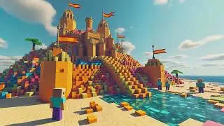 Beach Day Adventure: Sandcastle Kings in Minecraft Style!