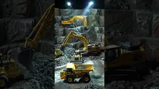 Night Shift at the Rock Quarry &ndash; Realistic Miniature Heavy Equipment